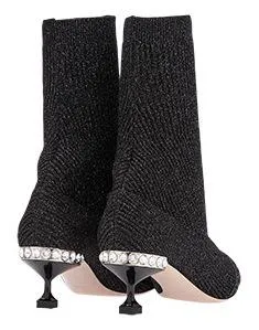 Lurex Knit Booties with Glitter Toecap - Grey or Black
