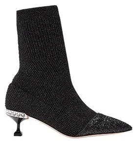Lurex Knit Booties with Glitter Toecap - Grey or Black