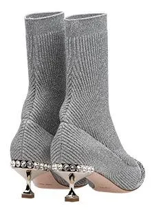 Lurex Knit Booties with Glitter Toecap - Grey or Black