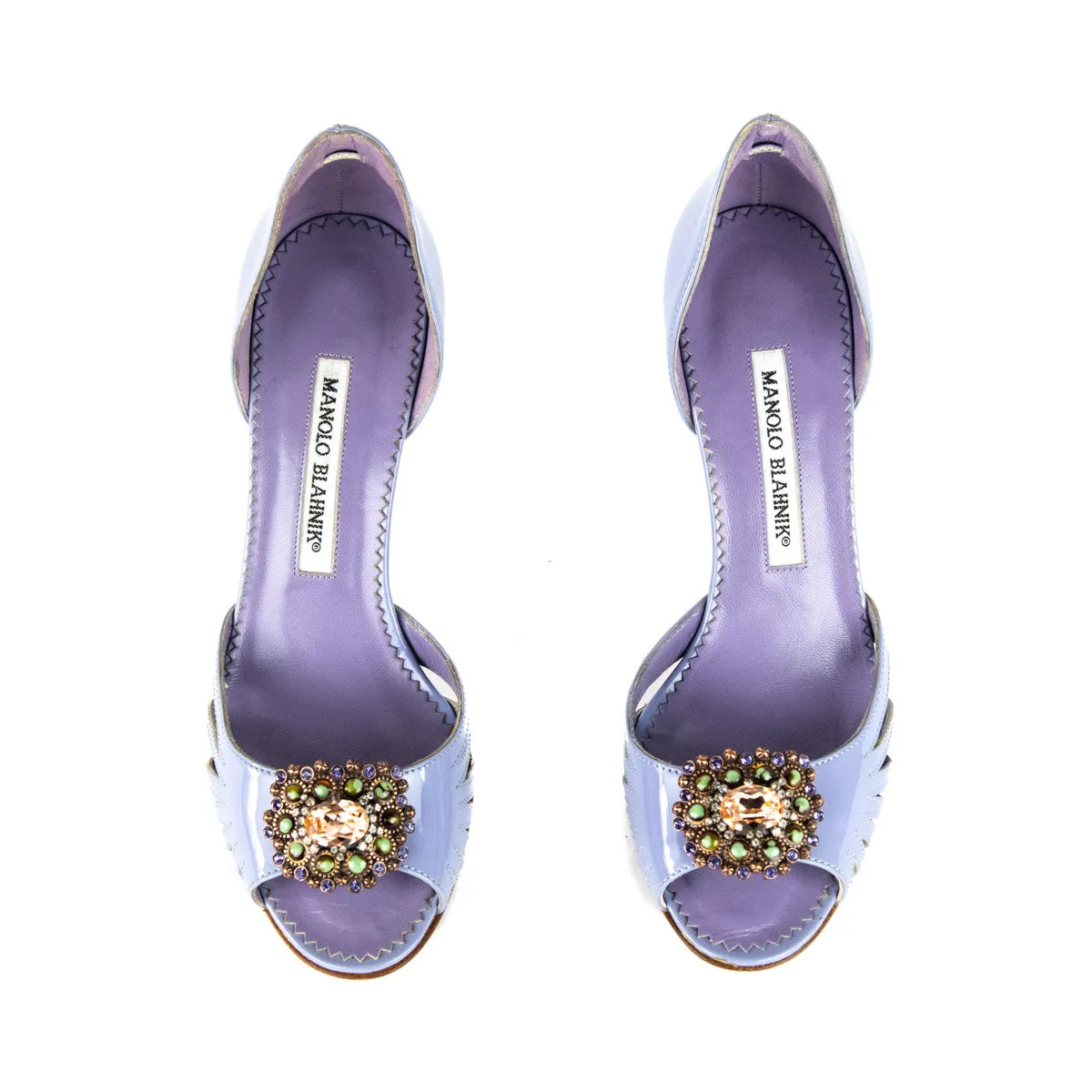 Manolo Blahnik Violet Patent Embellished D'Orsay Pumps Size US 6.5 | EU 36.5
