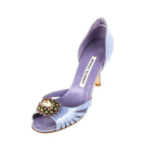 Manolo Blahnik Violet Patent Embellished D'Orsay Pumps Size US 6.5 | EU 36.5