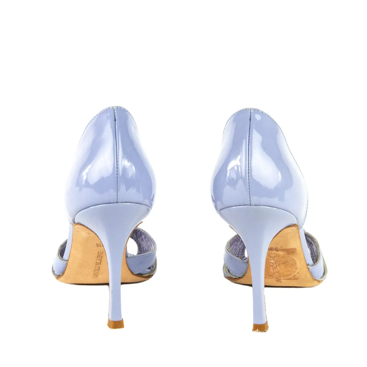Manolo Blahnik Violet Patent Embellished D'Orsay Pumps Size US 6.5 | EU 36.5