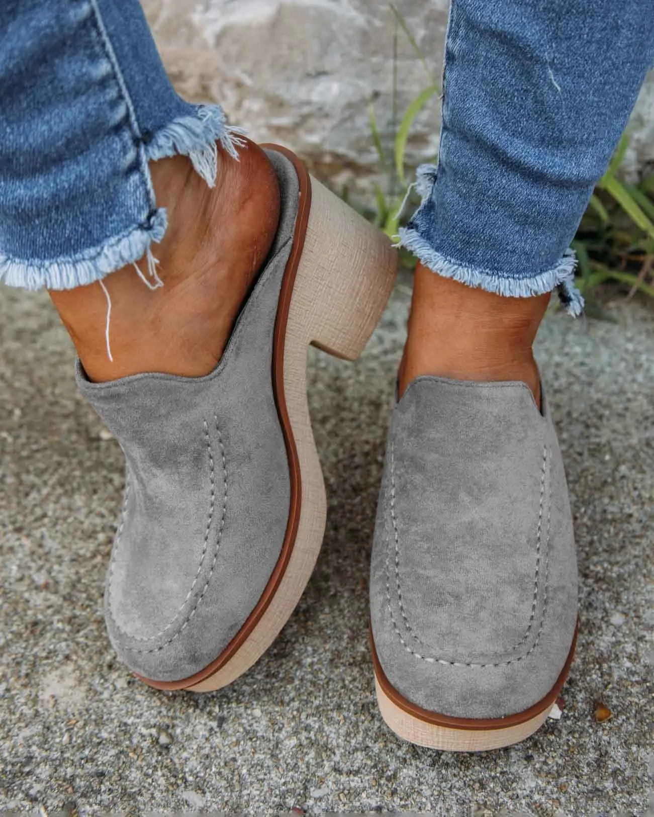 Melarey Chunky Square Toe Mules