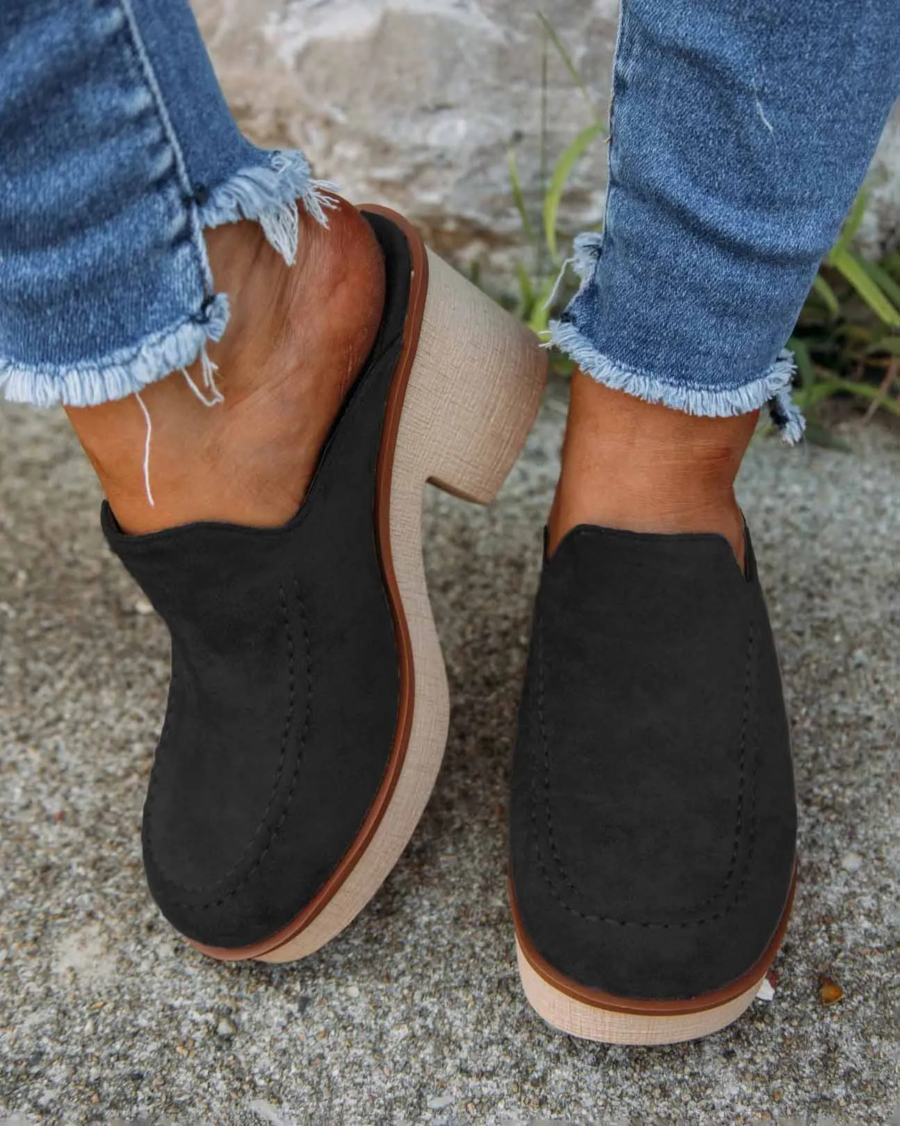 Melarey Chunky Square Toe Mules