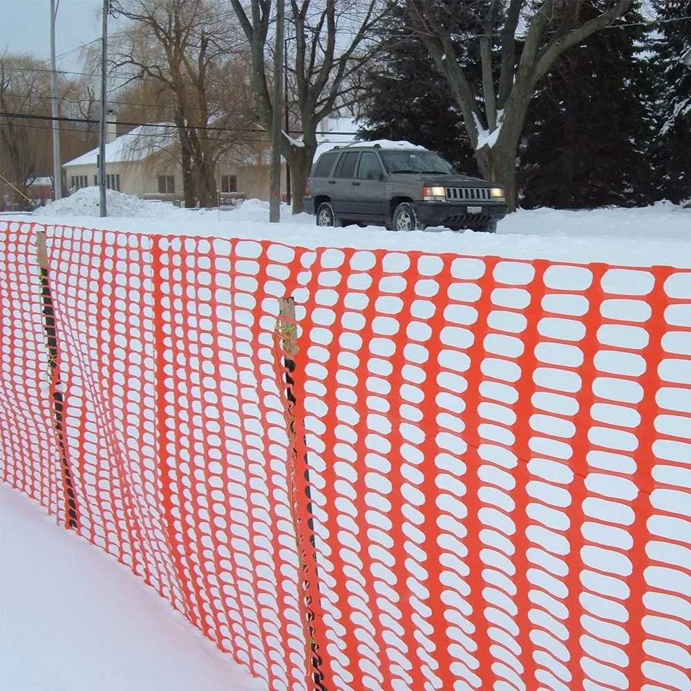 Midwest Air 889220A 4' x 50' Roll Of Orange Heavy Duty PVC/Plastic Snow Safety Fence - Quantity of 2