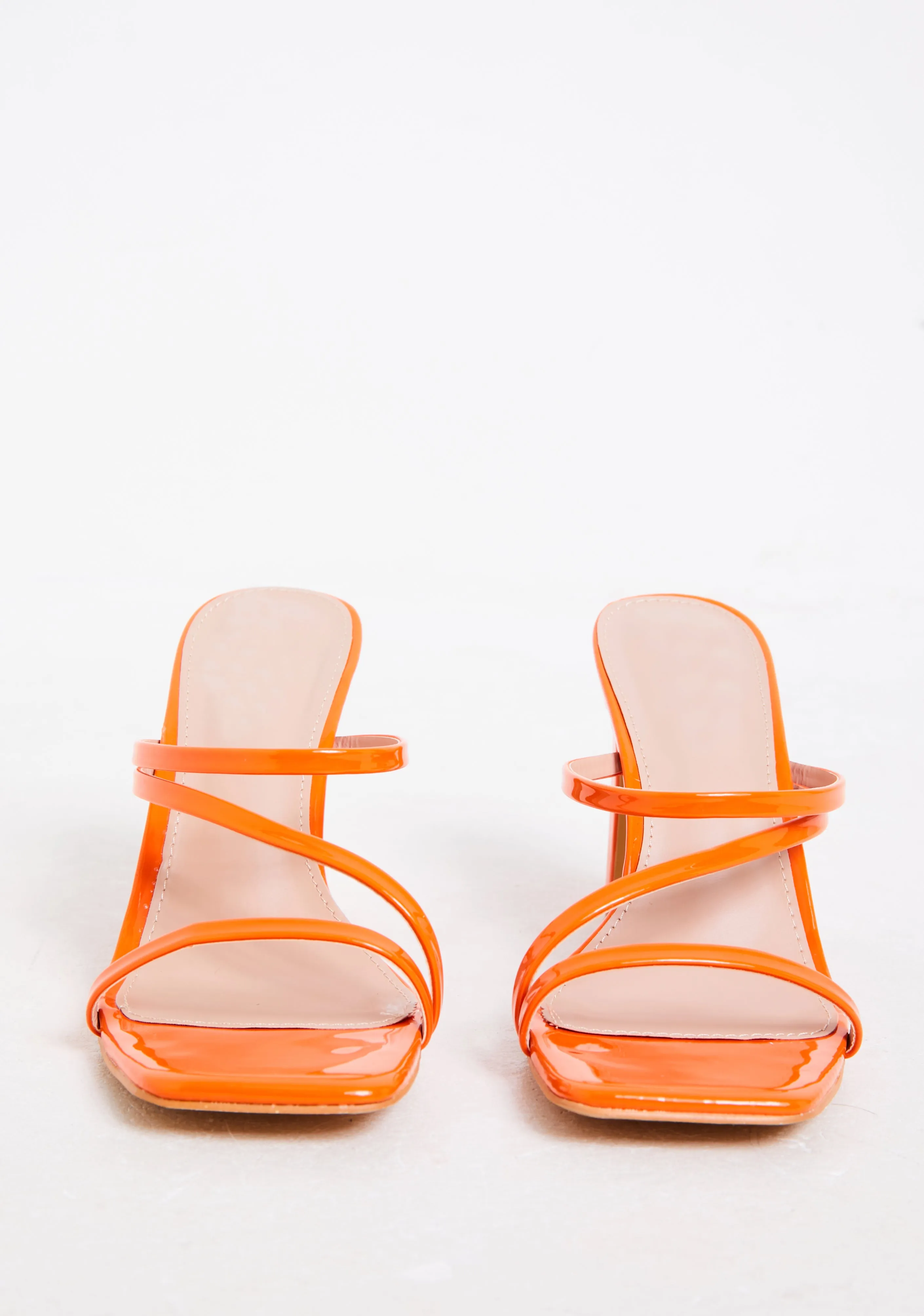 Mya Orange Square Toe Strappy Mules