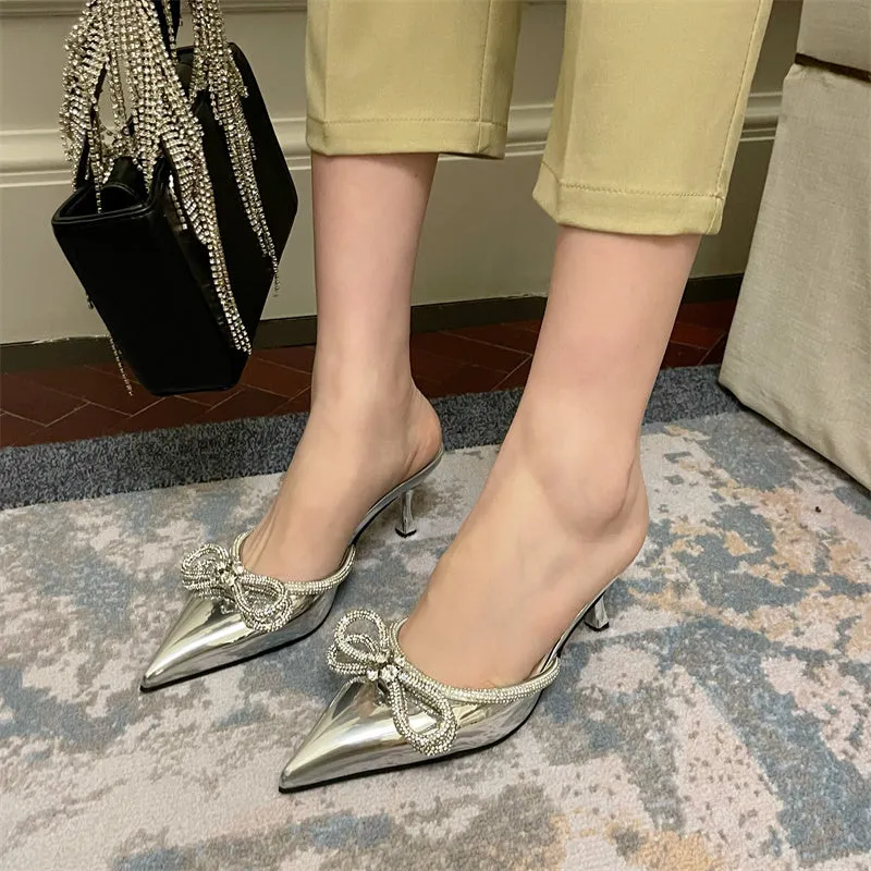 NAIJE Diamante Bow Mules Sandals