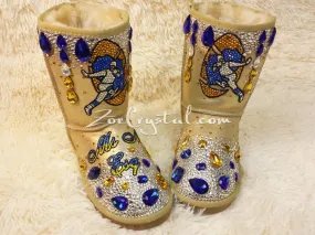New**Footballer Style Gold Winter White Sheepskin Fleech/Wool Boots