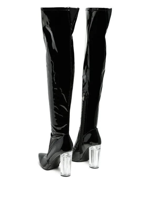 Noire Patent Pu Leather High Knee Boots/ Thigh Boots