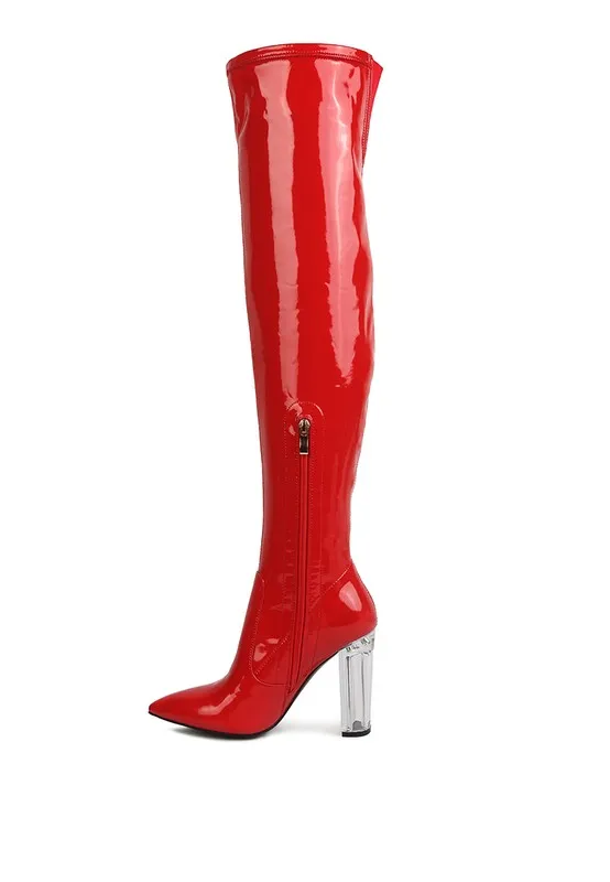 Noire Patent Pu Leather High Knee Boots/ Thigh Boots