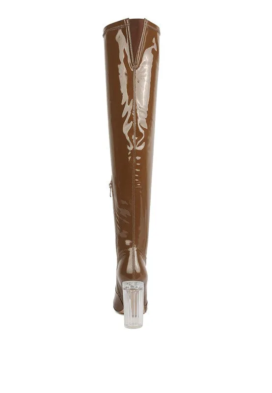 Noire Patent Pu Leather High Knee Boots/ Thigh Boots
