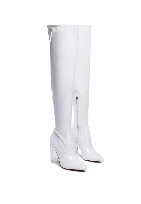 Noire Patent Pu Leather High Knee Boots/ Thigh Boots