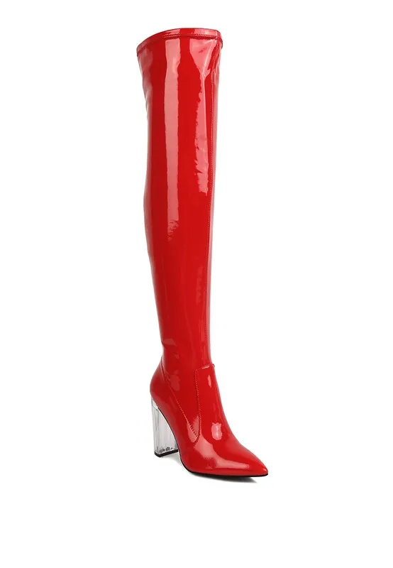 Noire Patent Pu Leather High Knee Boots/ Thigh Boots