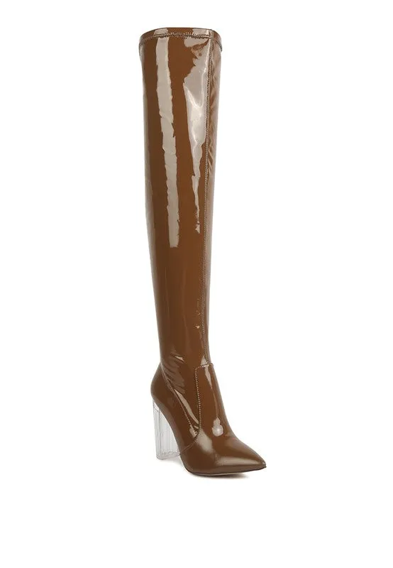 Noire Patent Pu Leather High Knee Boots/ Thigh Boots