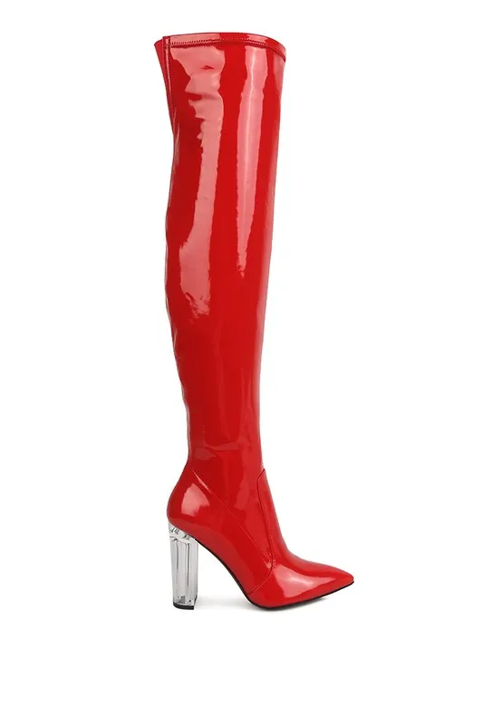 Noire Patent Pu Leather High Knee Boots/ Thigh Boots
