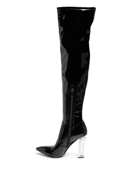Noire Patent Pu Leather High Knee Boots/ Thigh Boots