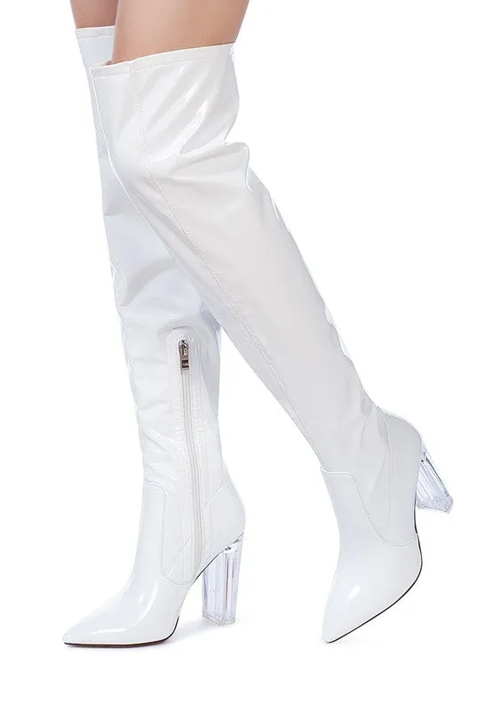 Noire Patent Pu Leather High Knee Boots/ Thigh Boots