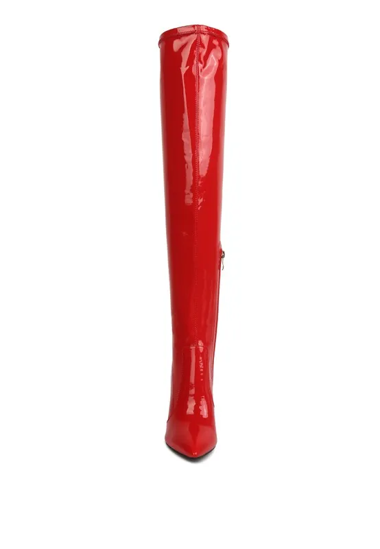 Noire Patent Pu Leather High Knee Boots/ Thigh Boots