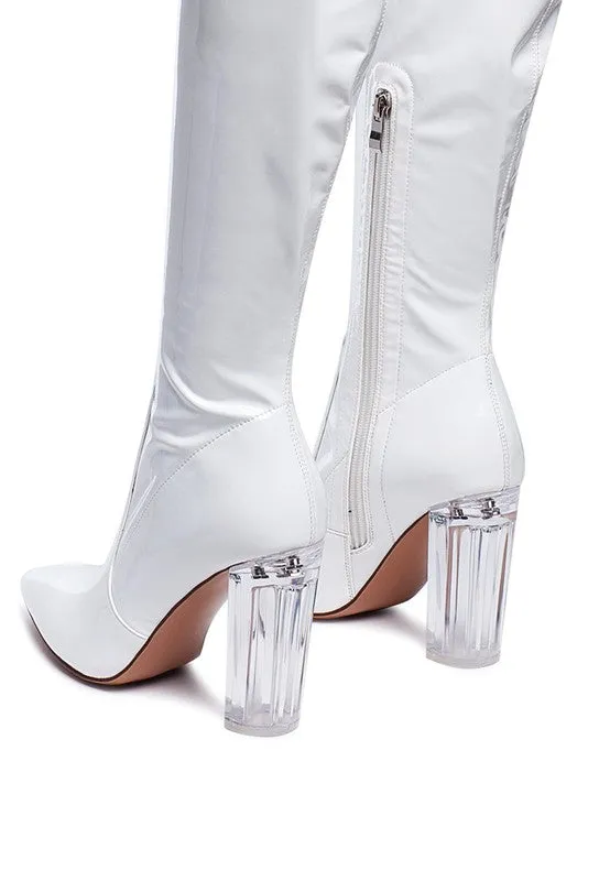 Noire Patent Pu Leather High Knee Boots/ Thigh Boots