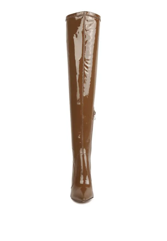 Noire Patent Pu Leather High Knee Boots/ Thigh Boots