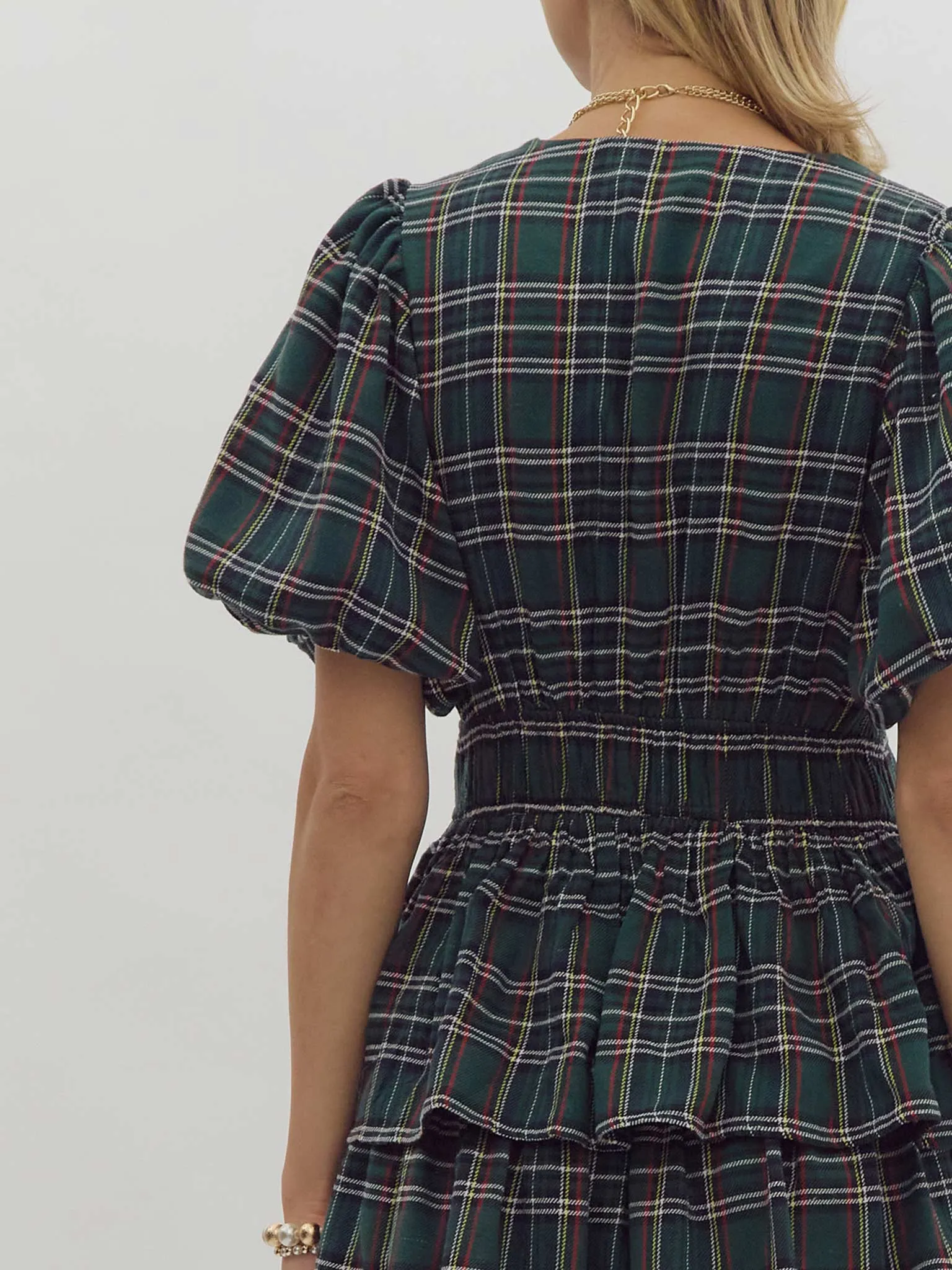 Plaid Tiered Maxi Dress