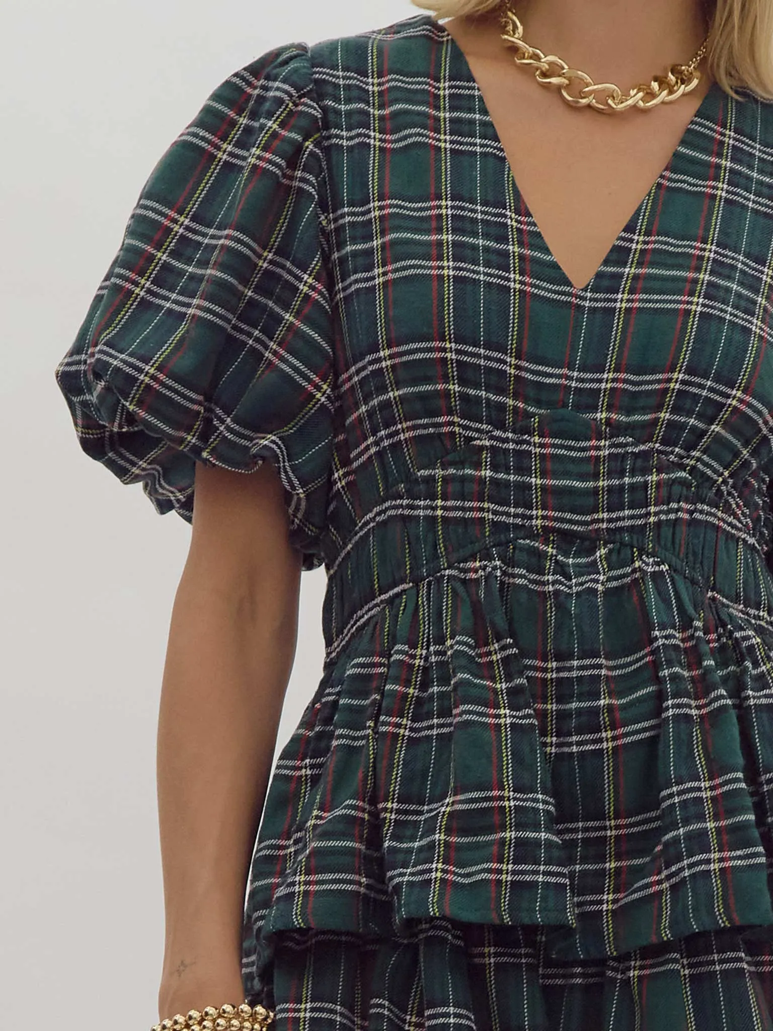 Plaid Tiered Maxi Dress