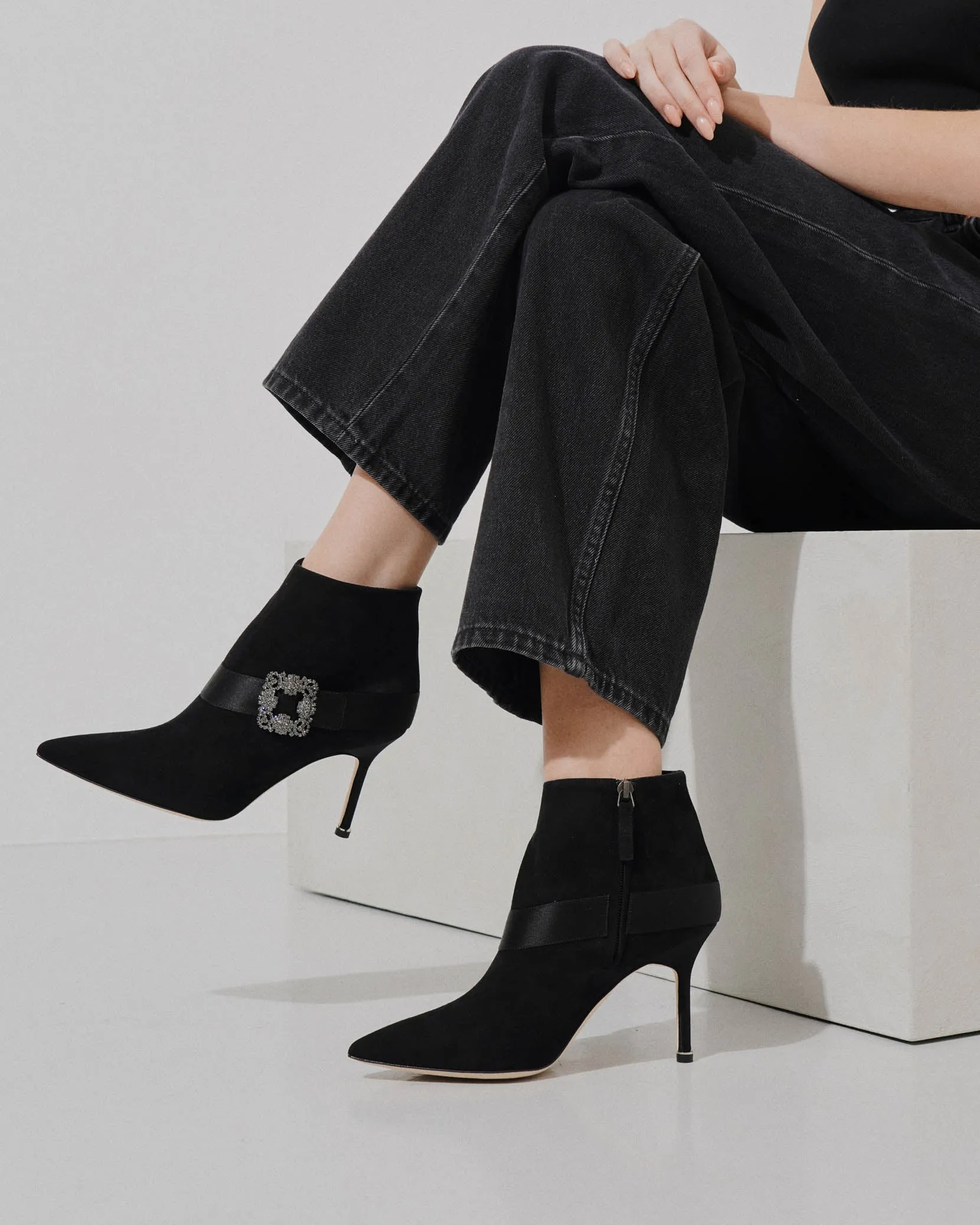 Plinianu black suede ankle boots