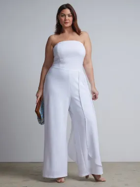 Plus Strapless Overlay Wide-Leg Jumpsuit