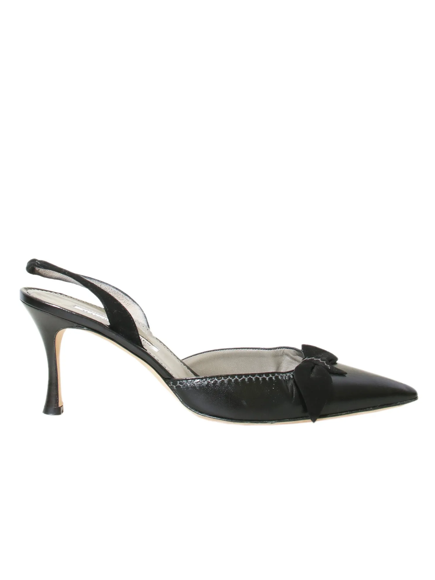 Pointed Bow Slingback Heels