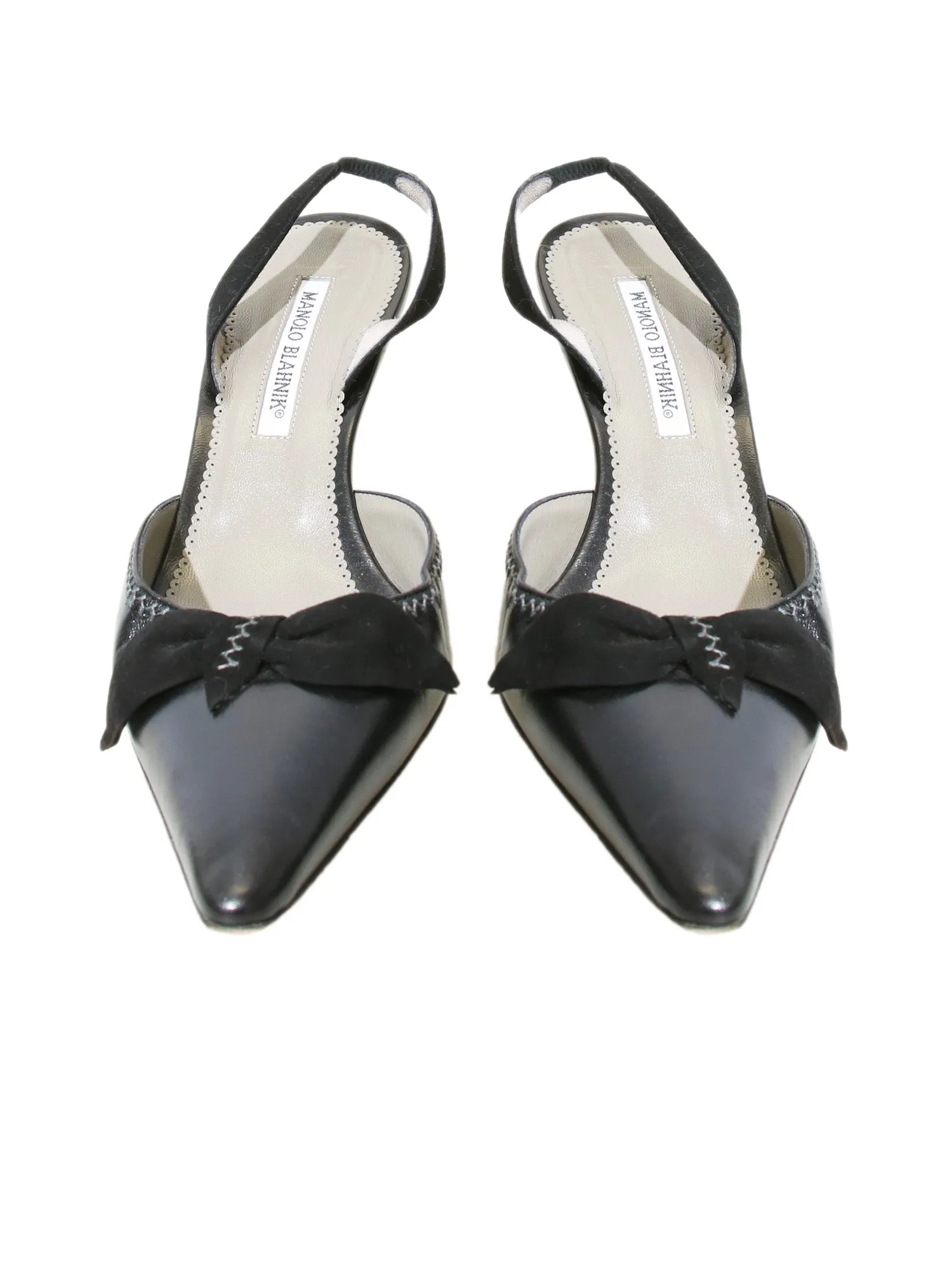Pointed Bow Slingback Heels