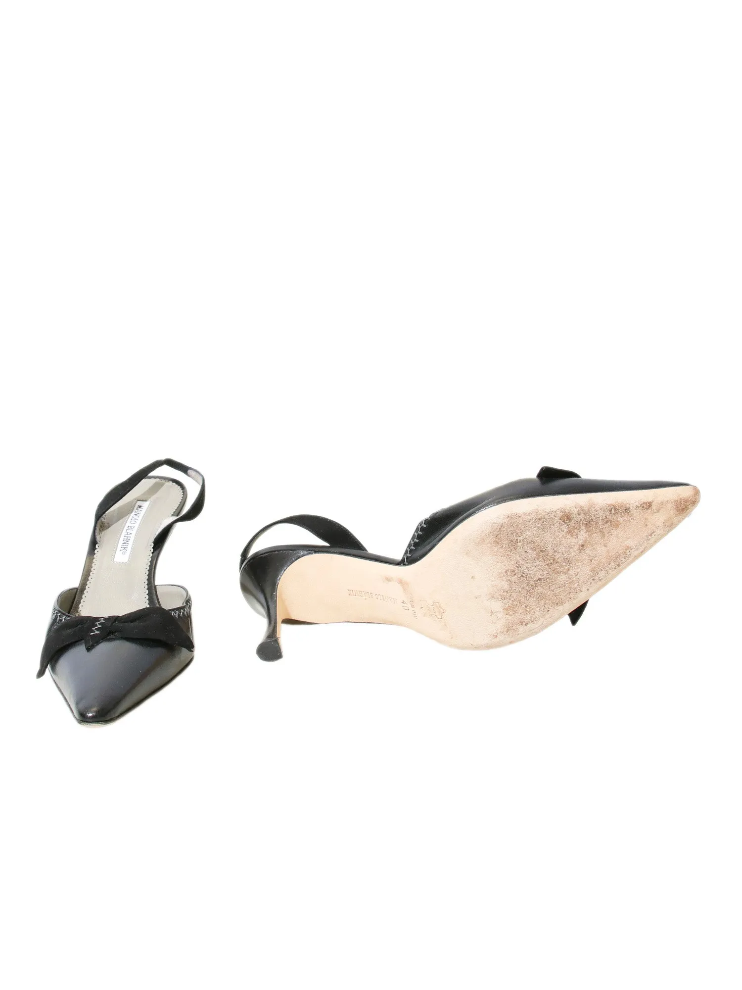 Pointed Bow Slingback Heels