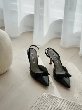 Pointed Bow Slingback Heels