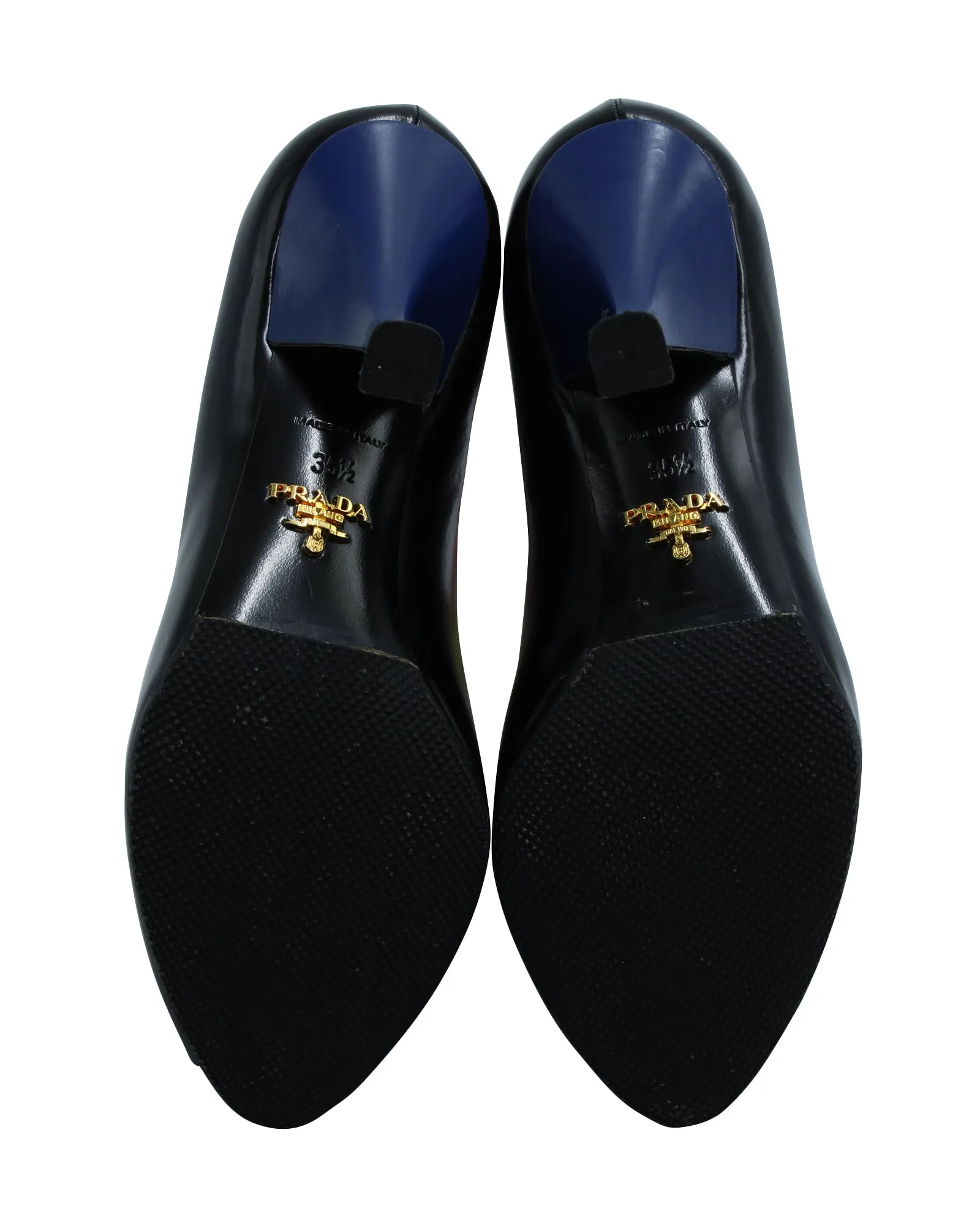 Prada Peep Toe Pumps in Black Leather