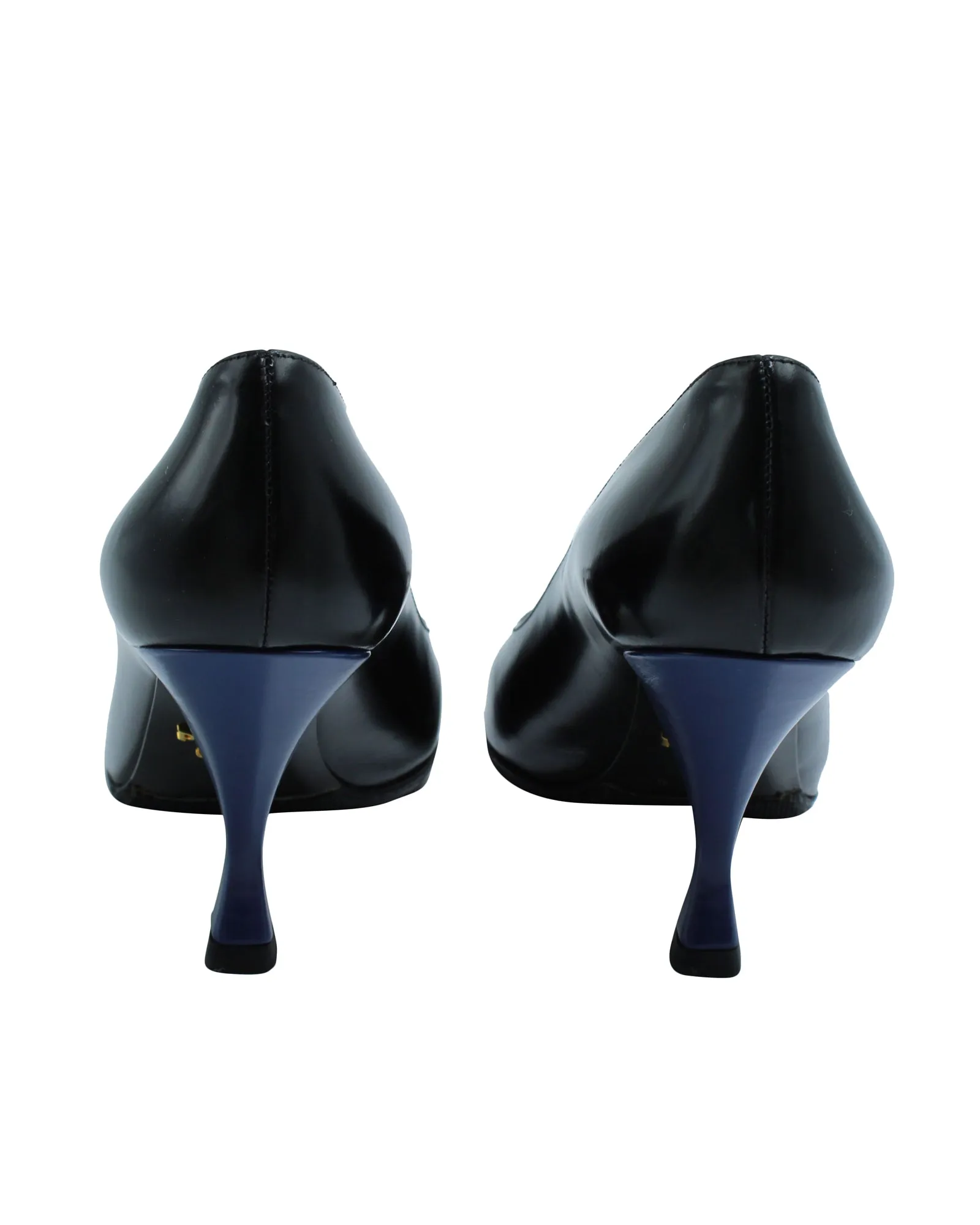 Prada Peep Toe Pumps in Black Leather