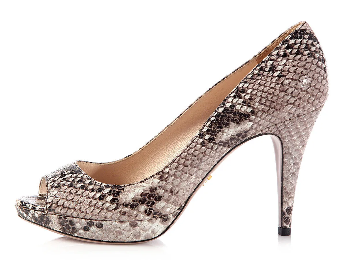 Prada Python Peep Toe Pumps