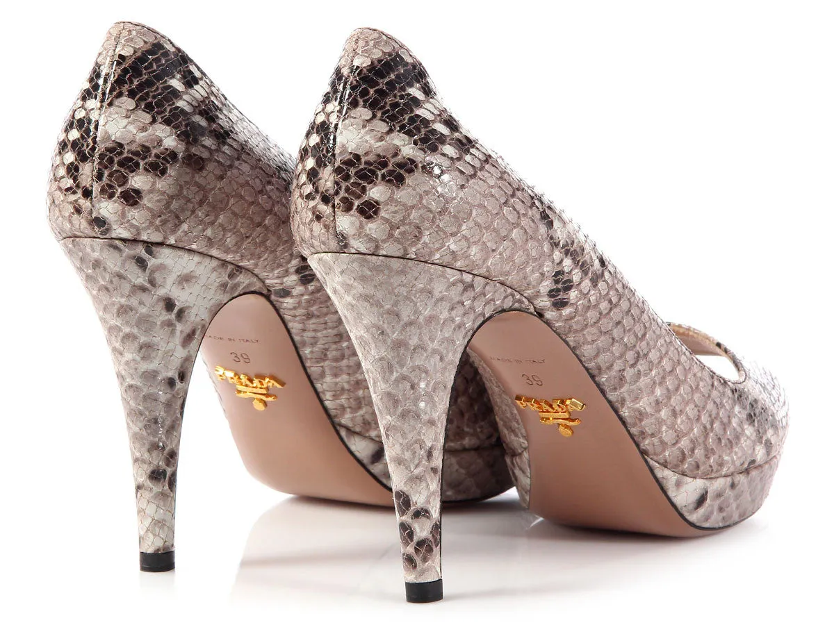 Prada Python Peep Toe Pumps