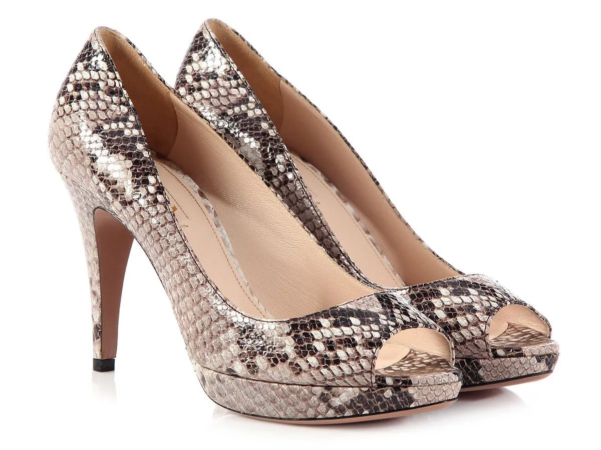 Prada Python Peep Toe Pumps