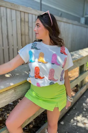 Queen of Sparkles Multi-Color Sequin Cowboy Boot Tee