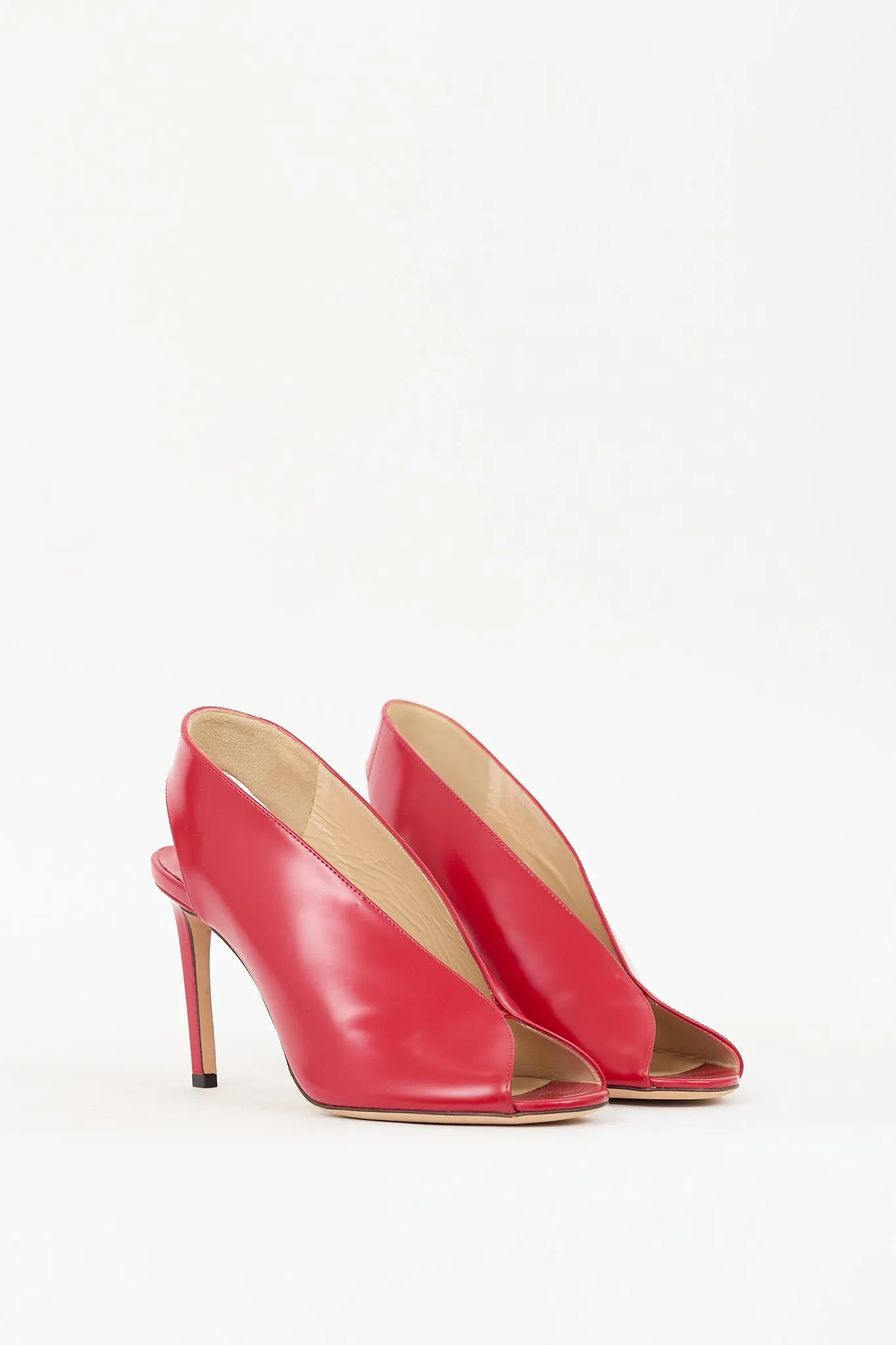 Red Leather Shar 85 Peep Toe Pump