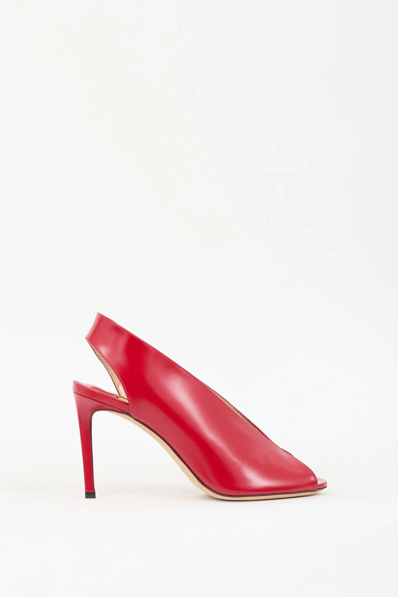 Red Leather Shar 85 Peep Toe Pump