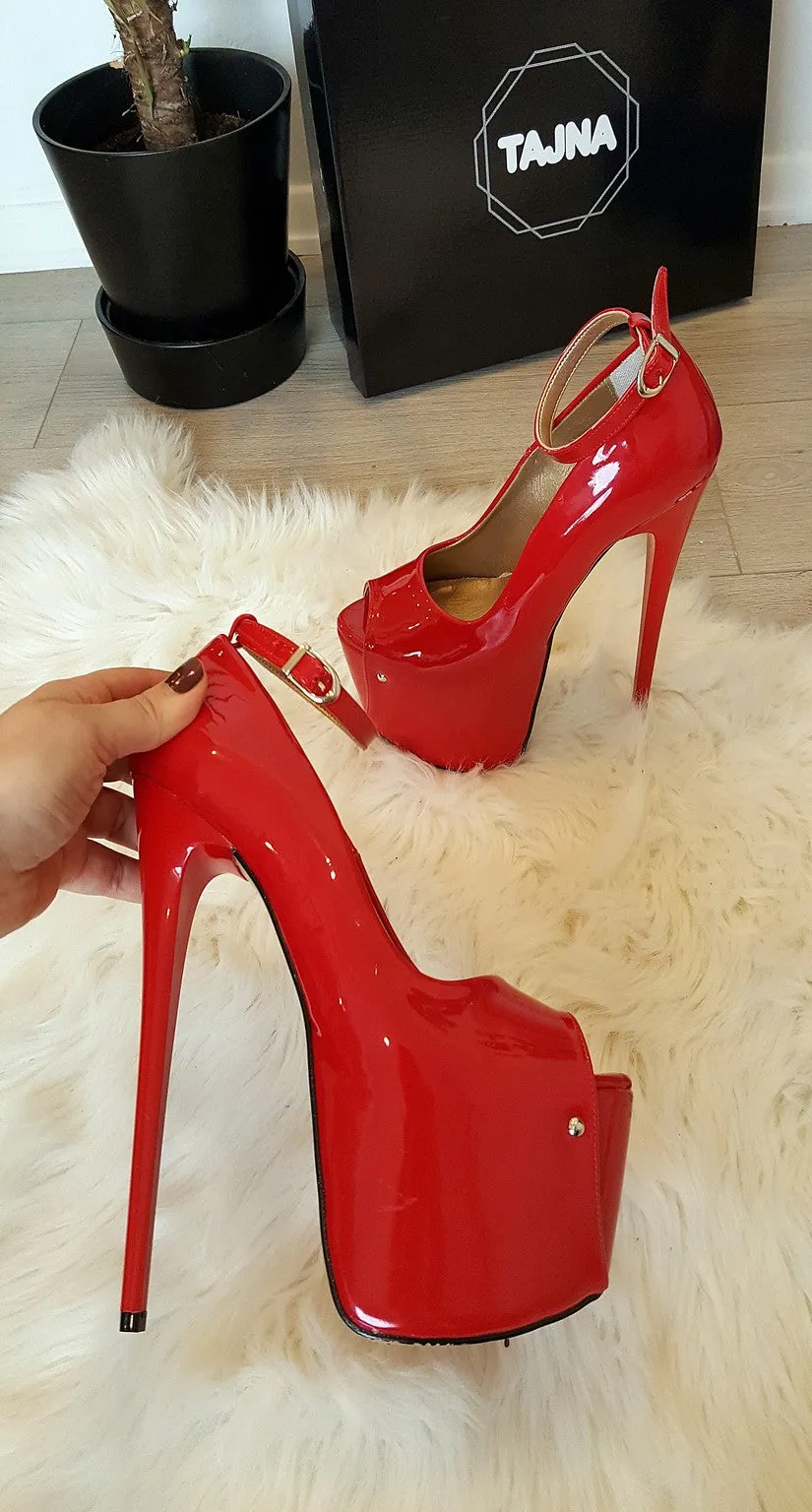 Red Patent Leather Pump High Heel Platform Shoes