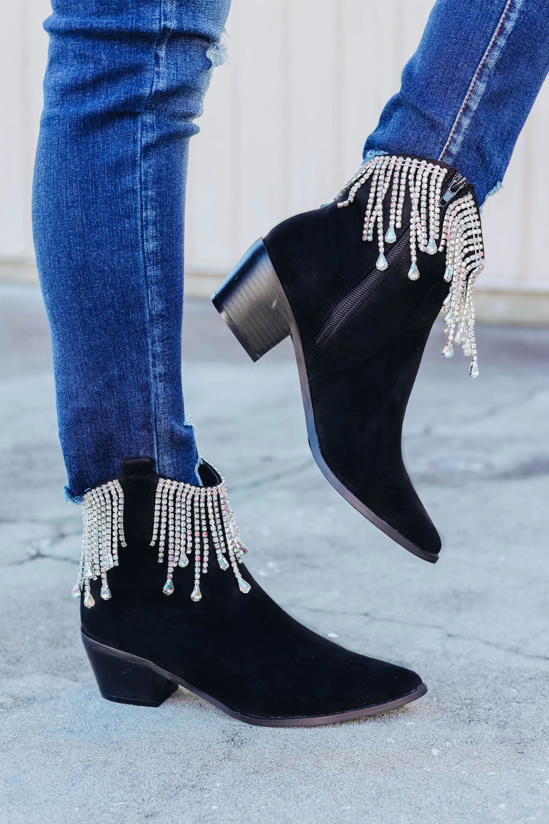 Rhinestone Cowgirl Boots - AB Black