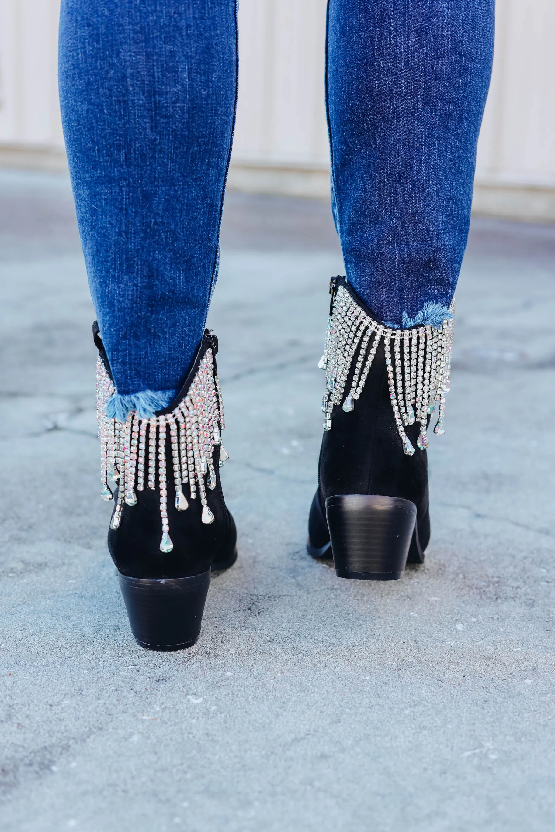 Rhinestone Cowgirl Boots - AB Black