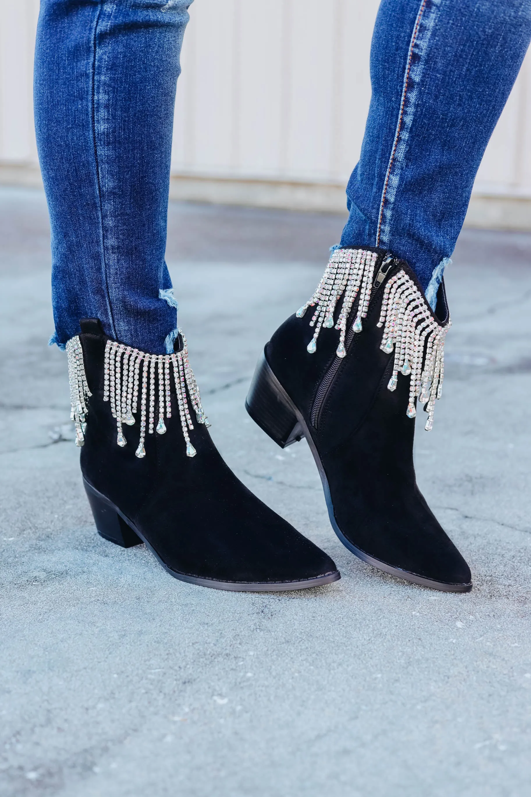 Rhinestone Cowgirl Boots - AB Black