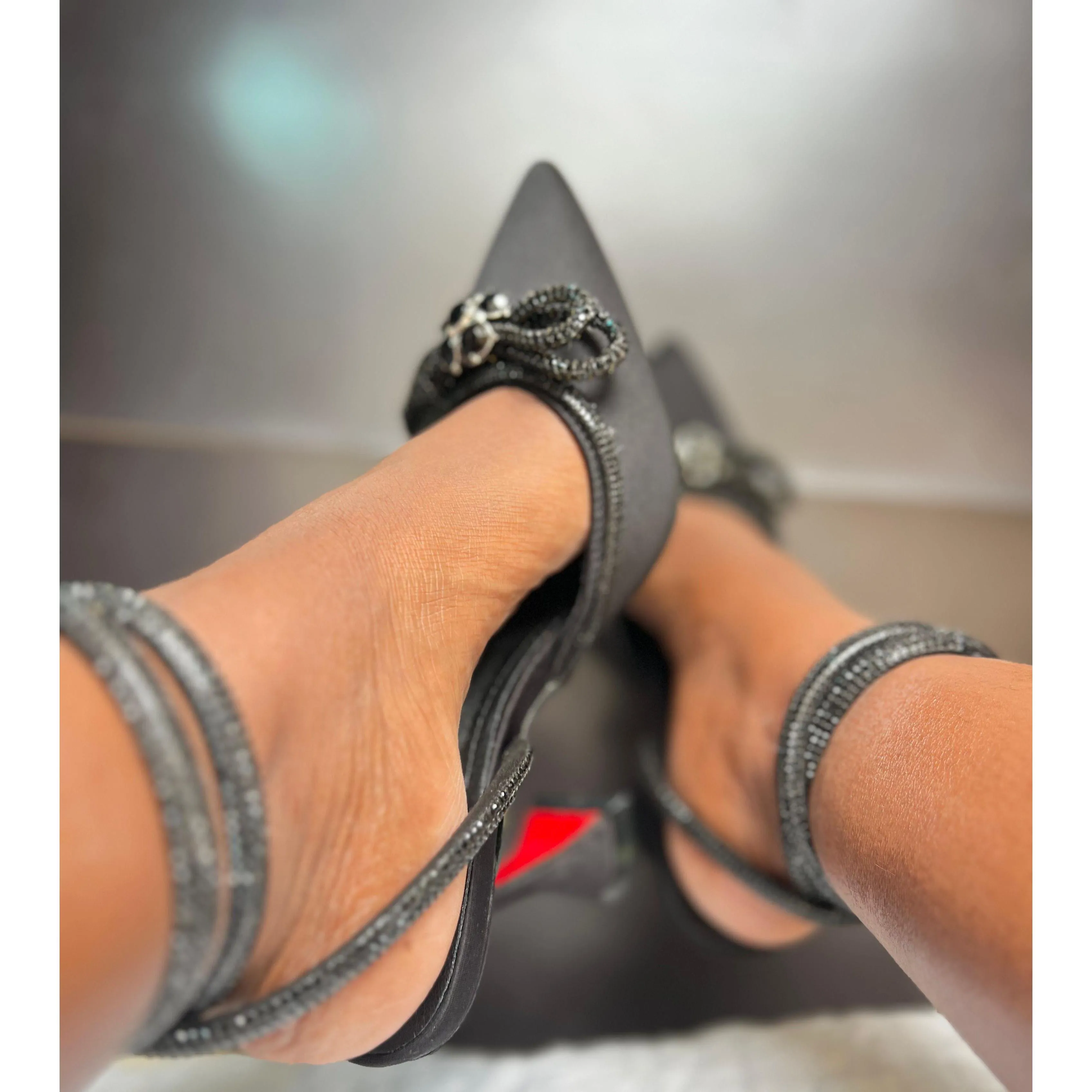 Rhinestone Pointed High Heel