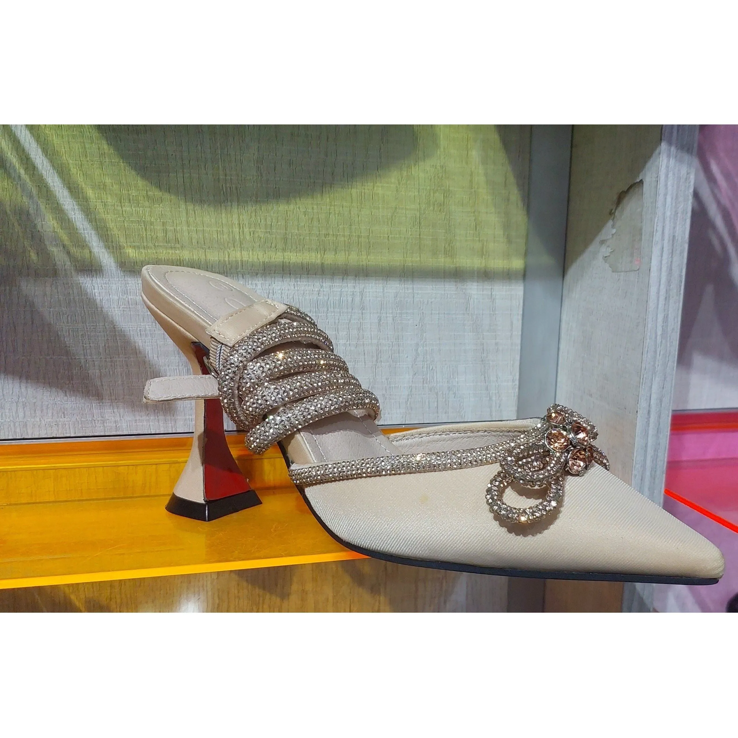 Rhinestone Pointed High Heel