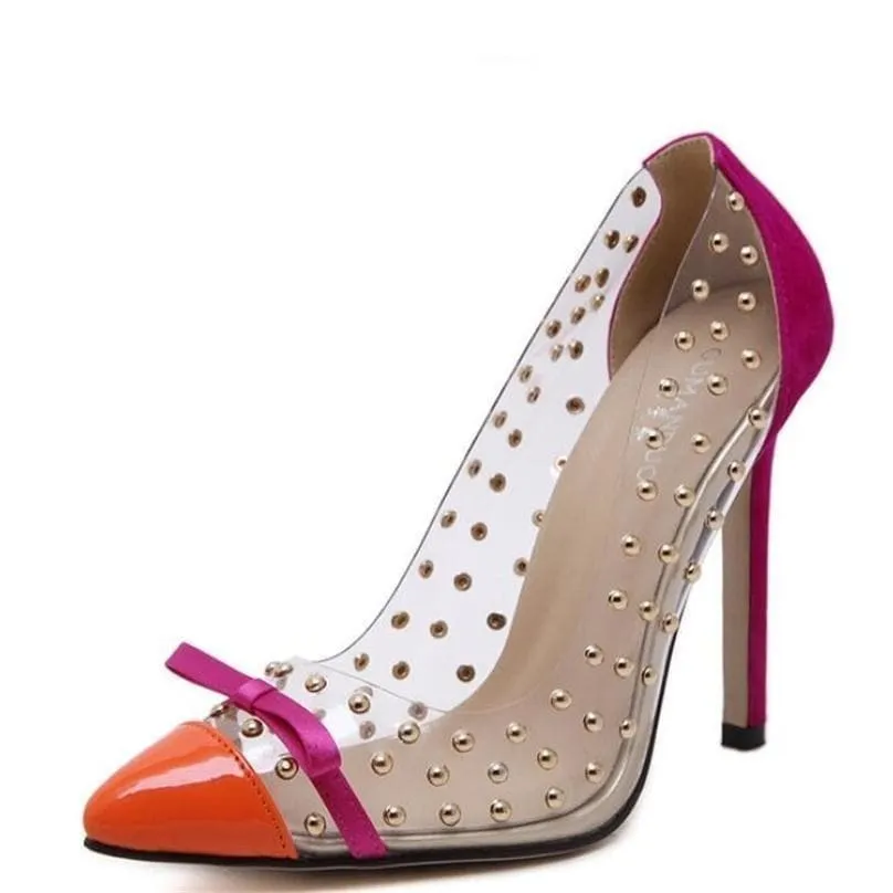 Rivet Pointed-toe Heels