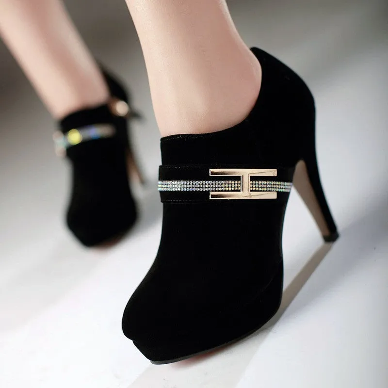 Round Head Low Cut Zipper Wedding Shoes