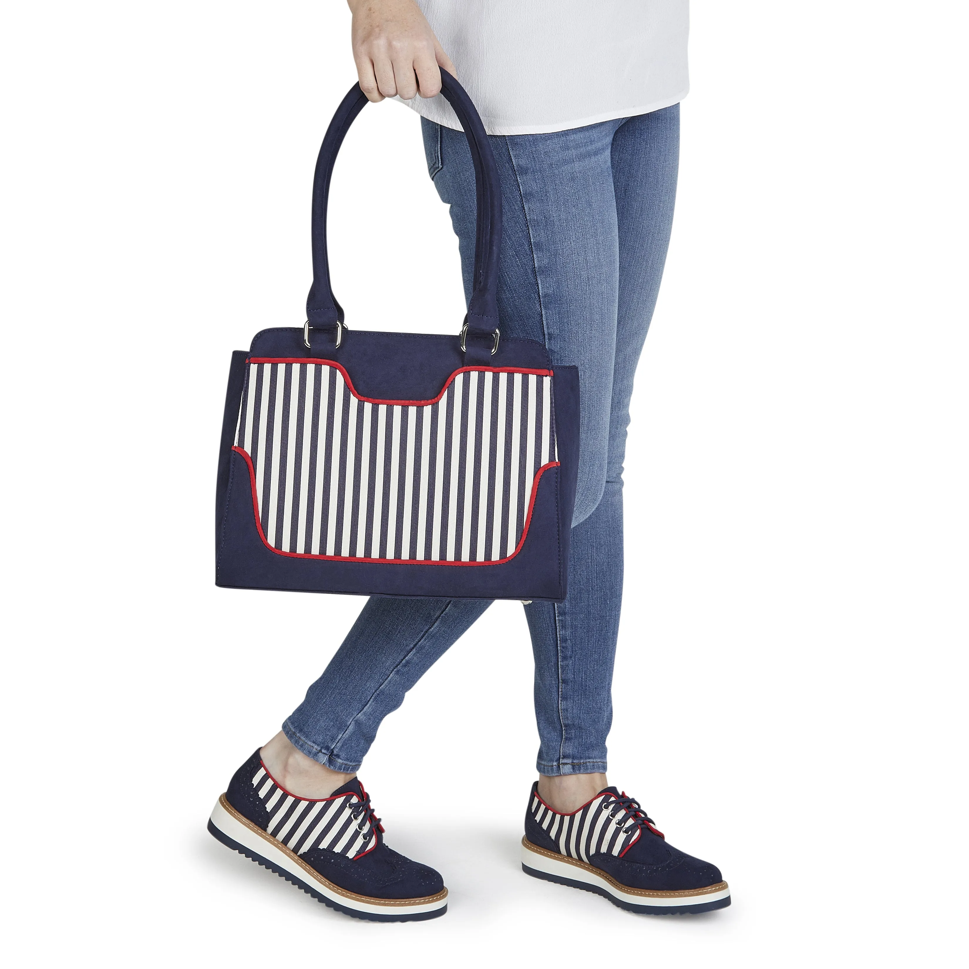 Ruby Shoo Tunis Navy Stripe Large Bag (Matches Davina Flats)