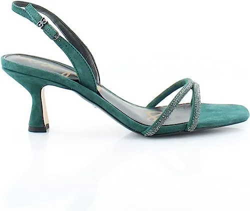 Sam Edelman Ronan Green Ivy Crystal Rhinestone Ankle Strap Open Toe Heel Sandals